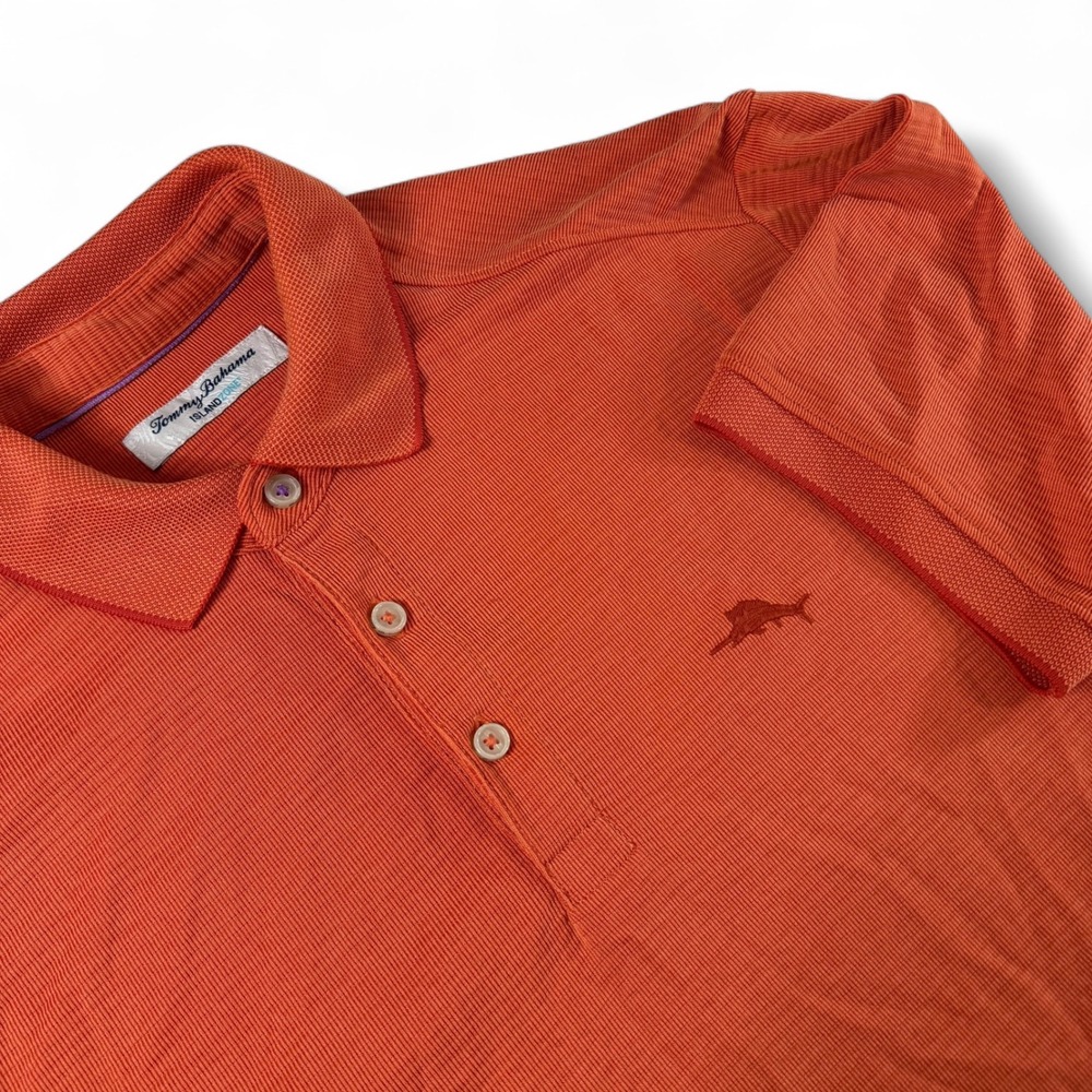 Tommy Bahama IslandZone Polo Mens Medium Orange Excellent 201-T218012 Textured